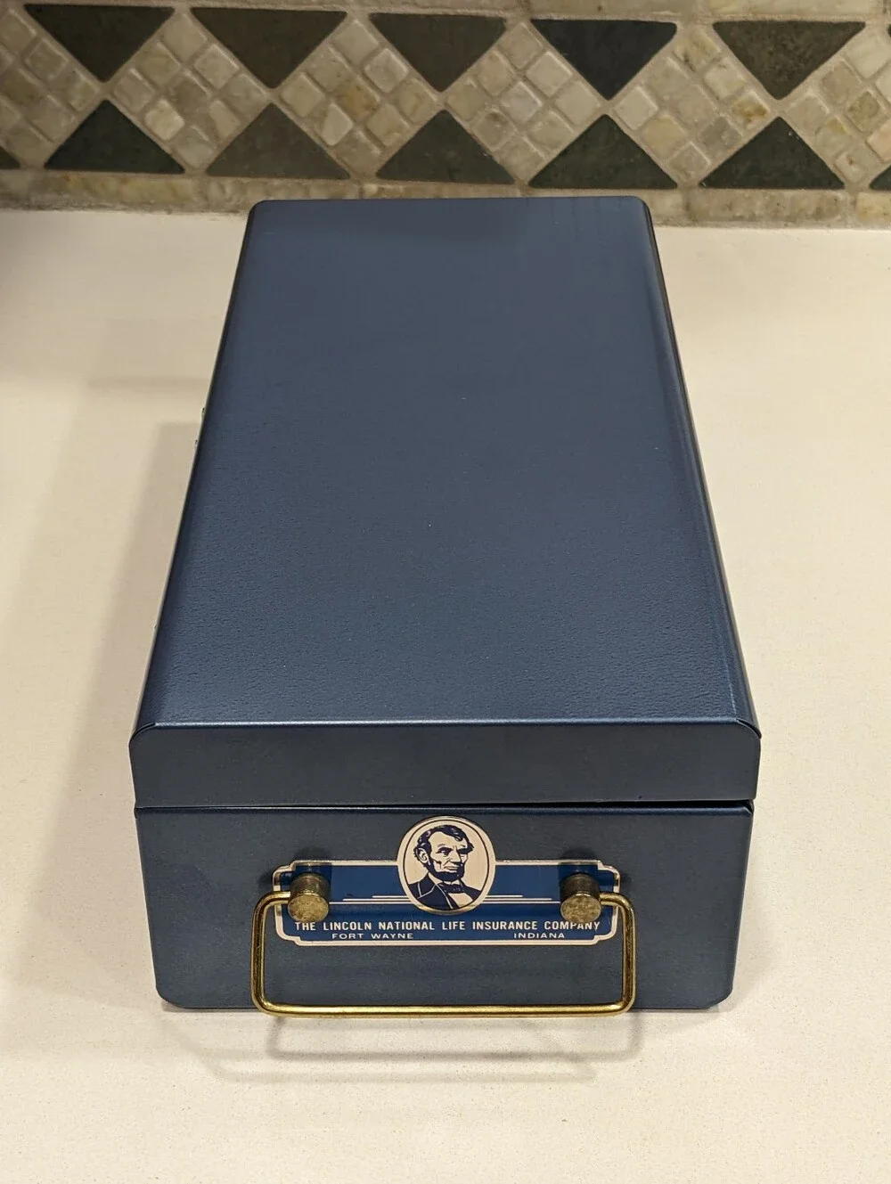 Vintage Lincoln National Life Metal Policy Document Box Durham Mfg 000 Lock